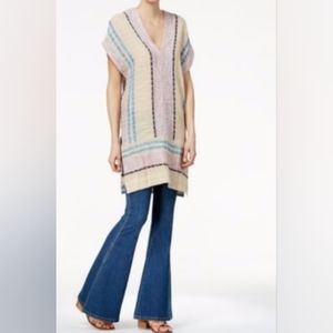FREE PEOPLE Women V-Neck  Hippie Top Striped  L